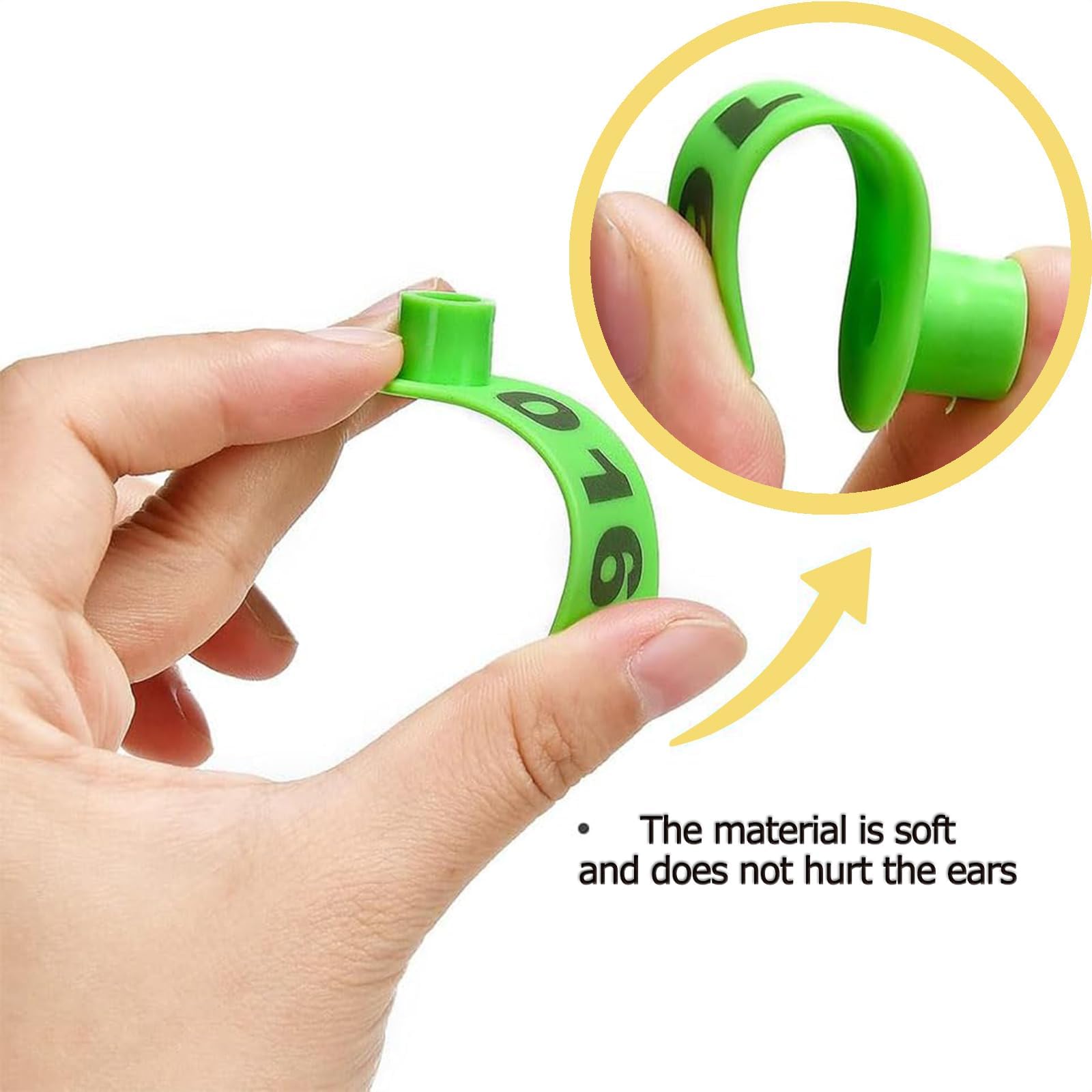 Kolczyki na uszy dla bydła, opakowanie 100 sztuk, 51 x 18 mm, wielokolorowe, ponumerowane 001-100(Green)