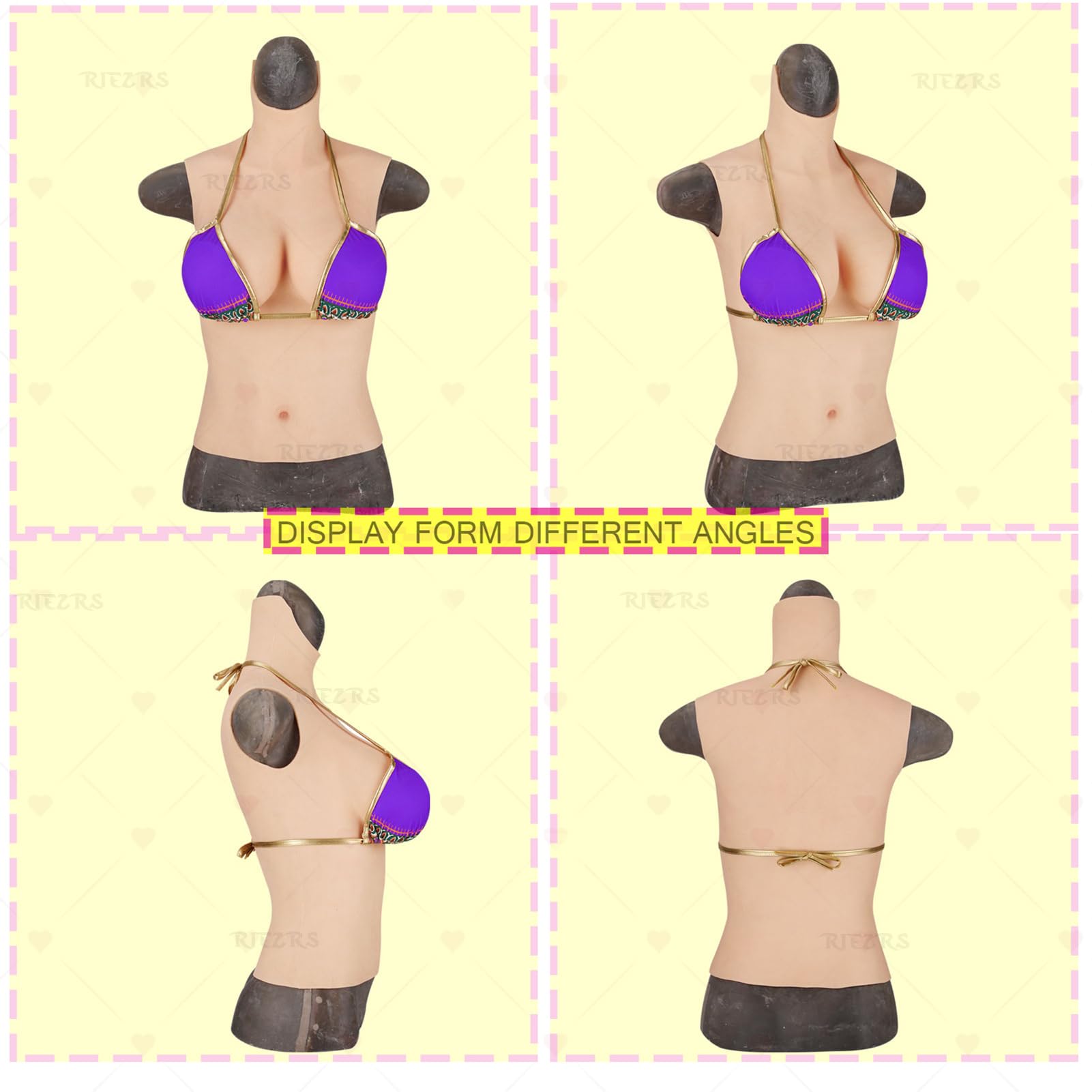 ProthèSes Mammaires en Silicone Plastron Demi-Corps Bonnet B-H Faux Rehausseur De Seins pour Travestis, Mastectomie, Transgenre,Cotton Color 2,B Cup