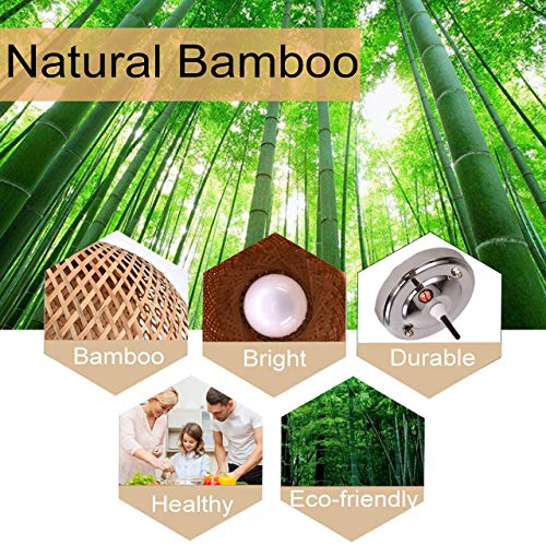 GCQ Bamboo Lantern Pendant Lamp, Retro Japanese Style E27 Chandelier Hanging Light Ceiling Lighting Fixture for Living Room Bedroom Restaurant Cafe Teahouse Bar Dining Room Club - Image 5