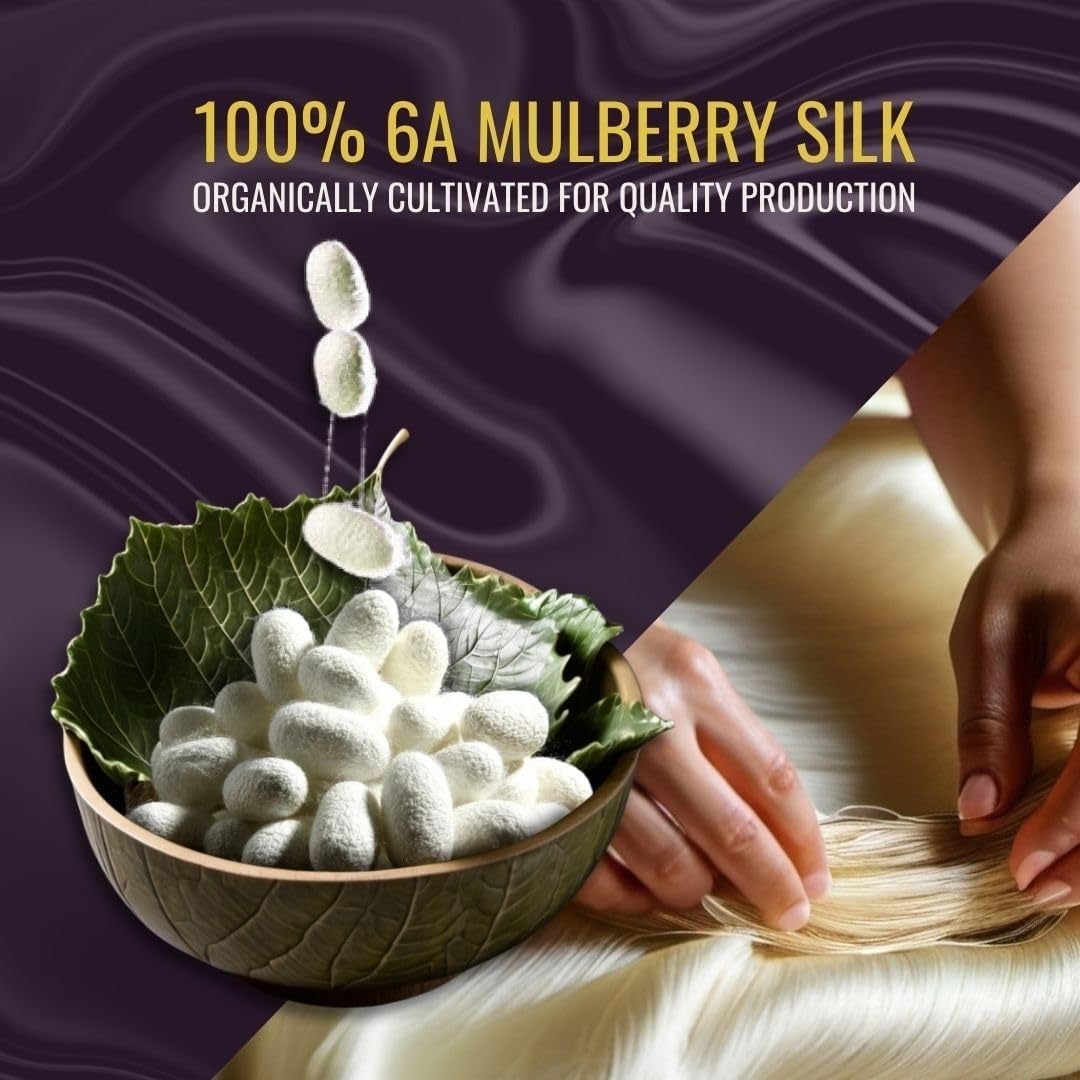 Silk Pillowcase - 100% Pure Mulberry Silk - 22 Momme 6A High-Grade Fibers - Hypoallergenic Pillow Cover for Hair & Skin - Queen Pillow Case with Hidden Zipper (U.S Standard, White)