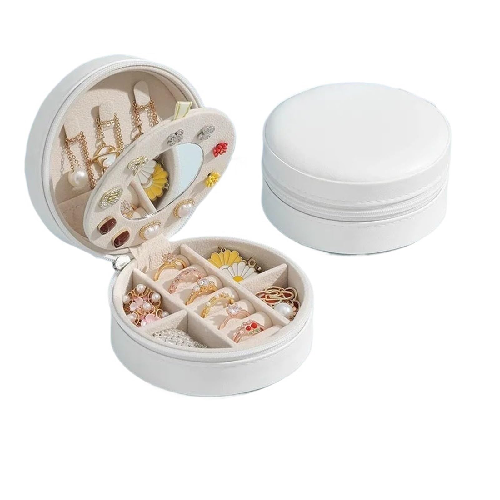 LOVSSU Small Jewelry Box Multilayer Jewelry Box Small Stud Earrings Ring Receive Necklaces(White)