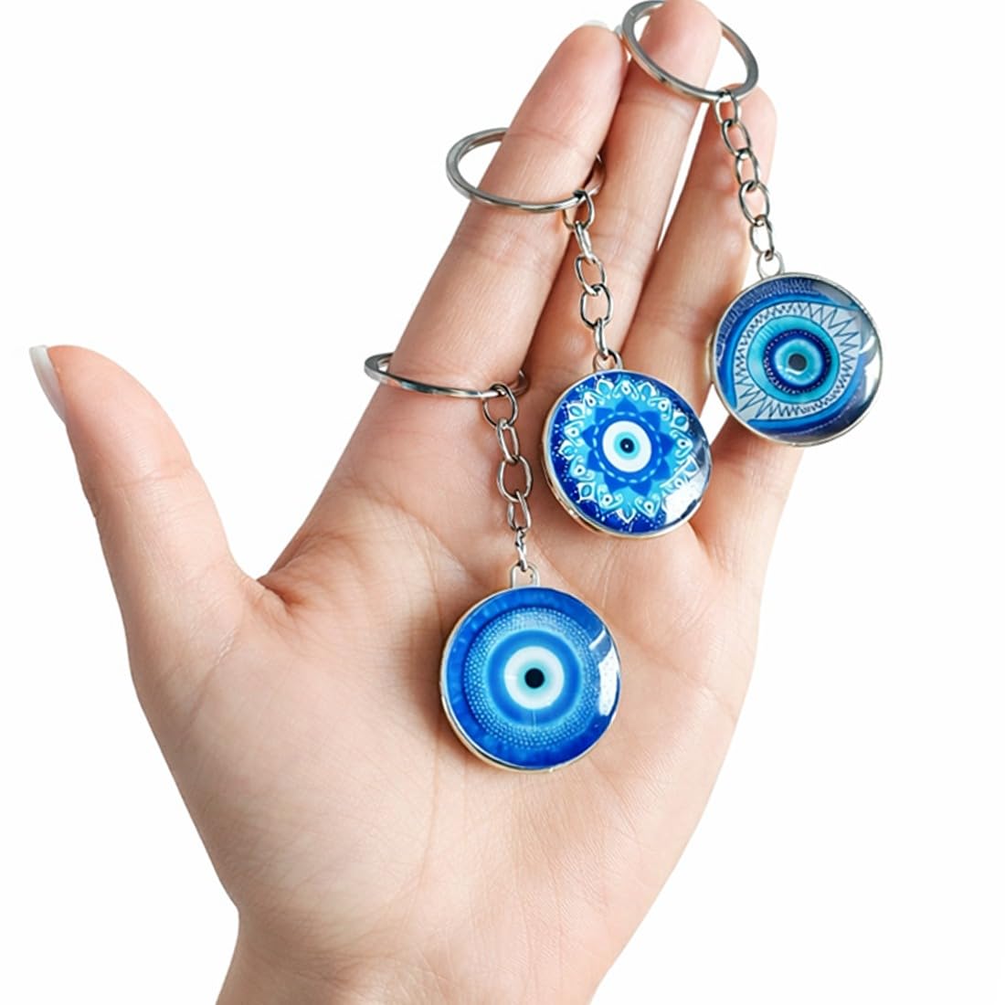 Set of 3 Evil Eye Keychain for Car Bike Home Key Ring Bag Charm Nazar Protection Good Luck Prosperity Turkish Evil Eye Nazar Battu Feng Shui Vastu-image-9