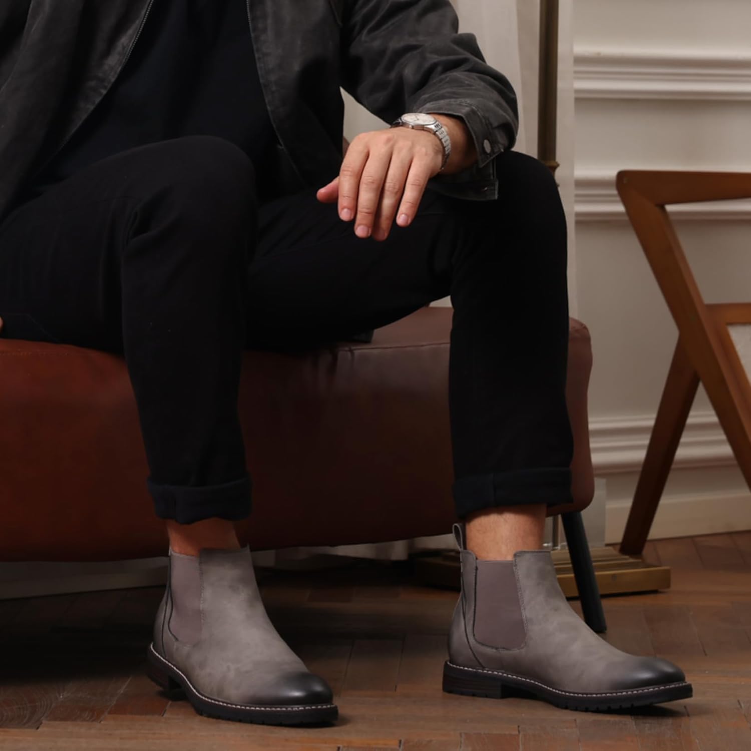 Mens Chelsea Boots Men Dress Boots Slip on Boots for Men Casual Ankle Boots - Image 3