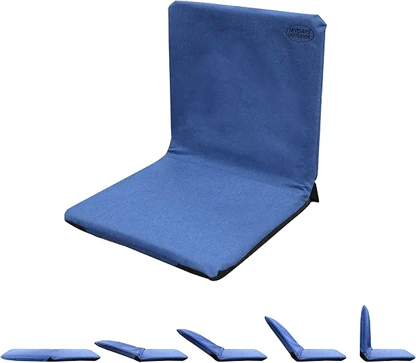 JLDTOP Floor Chair with Back Support 6 Adjustable Position Padded Seat Folding Portable Stadium Seat for Meditation Reading Watching TV Gaming Working (Blue)