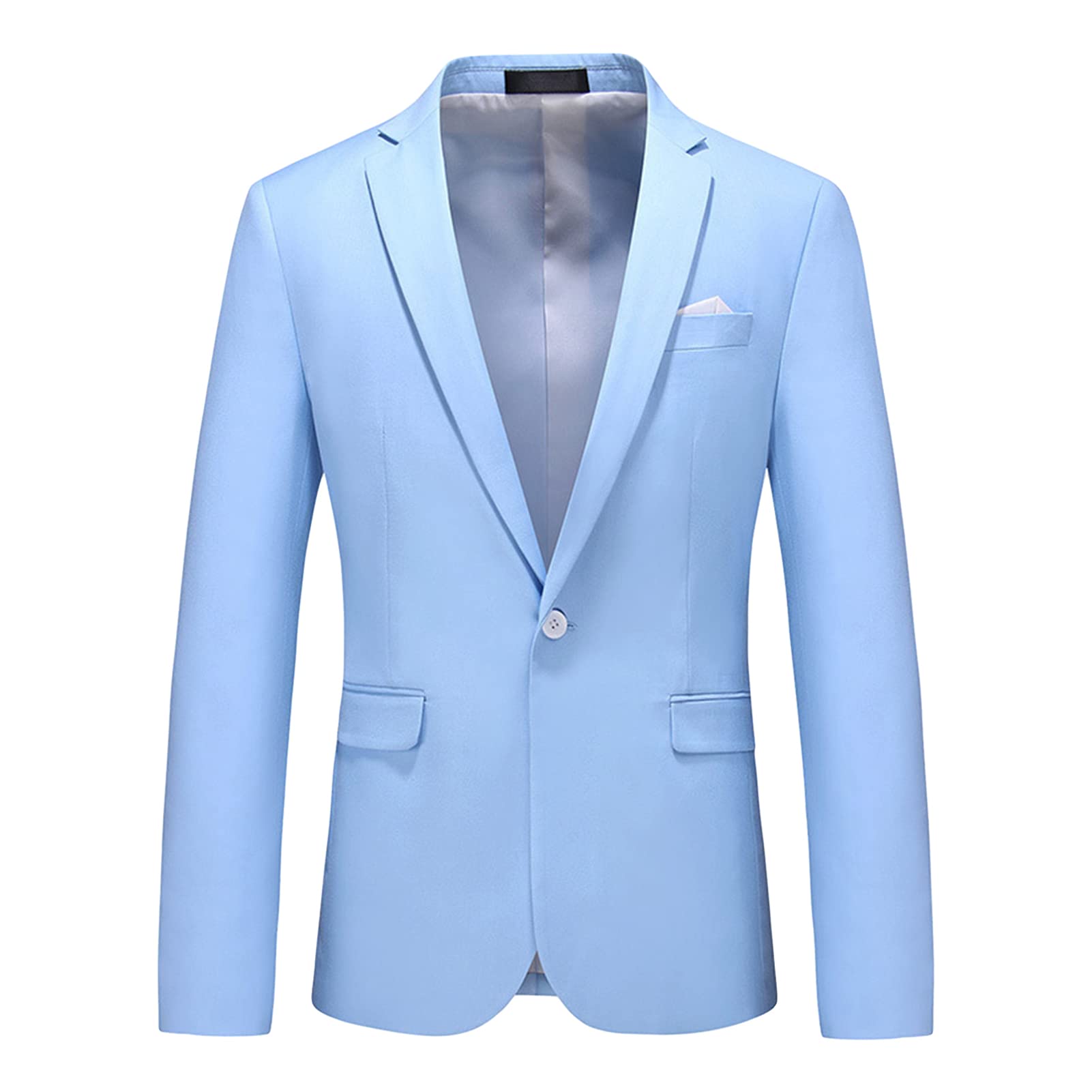 Men's Slim Fit Double Breasted Jacket Slim Fit Business Daily Prom Blazer Peak Lapel Groom Wedding Party Suit Coat (Light Blue,XX-Large)