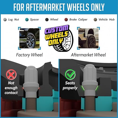 Miniatura 2 de Wheel Accessories Parts 20 piezas de rosca ET Bulge Bellota de 916 pulgadas (rosca extra para espaciadores) tuercas estriadas de 1.70 pulgadas de