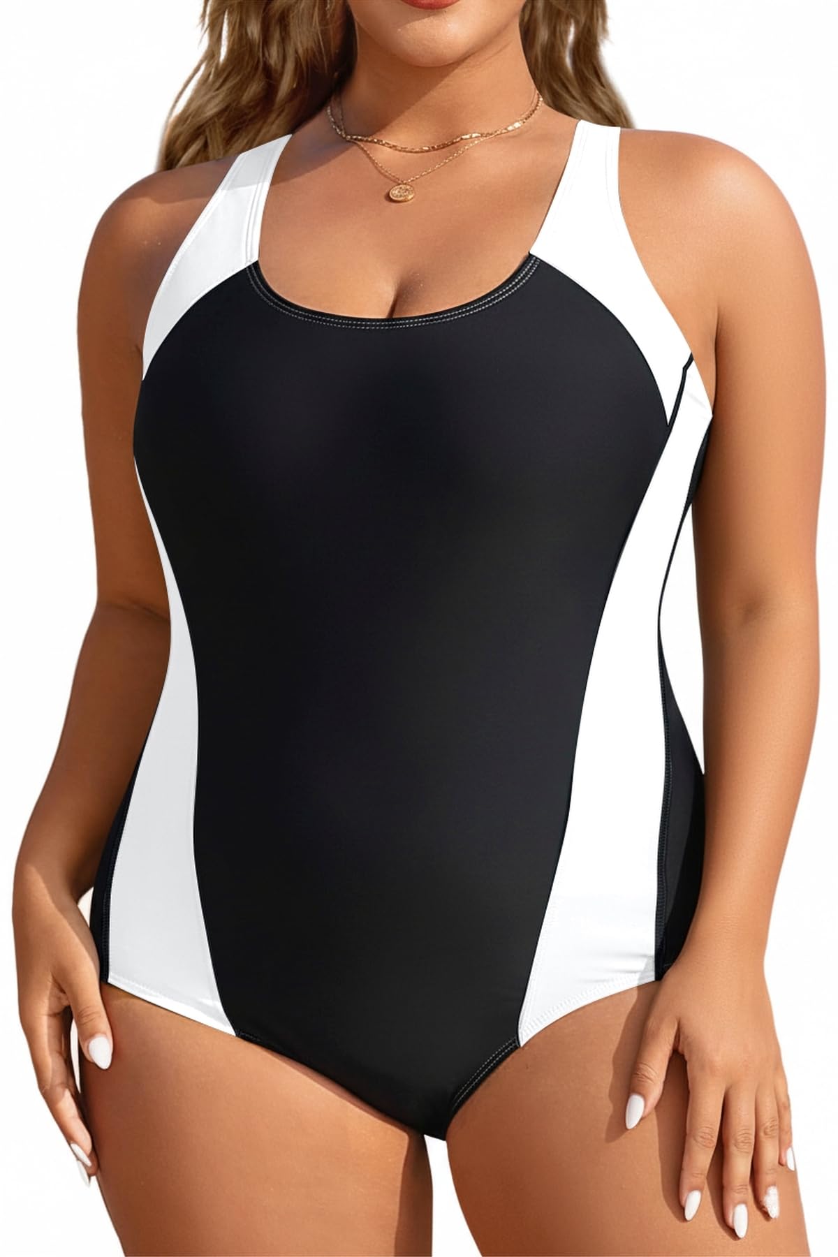 Plus Size One Piece Swimsuits for Women Athletic Tummy Control Bathing Suit