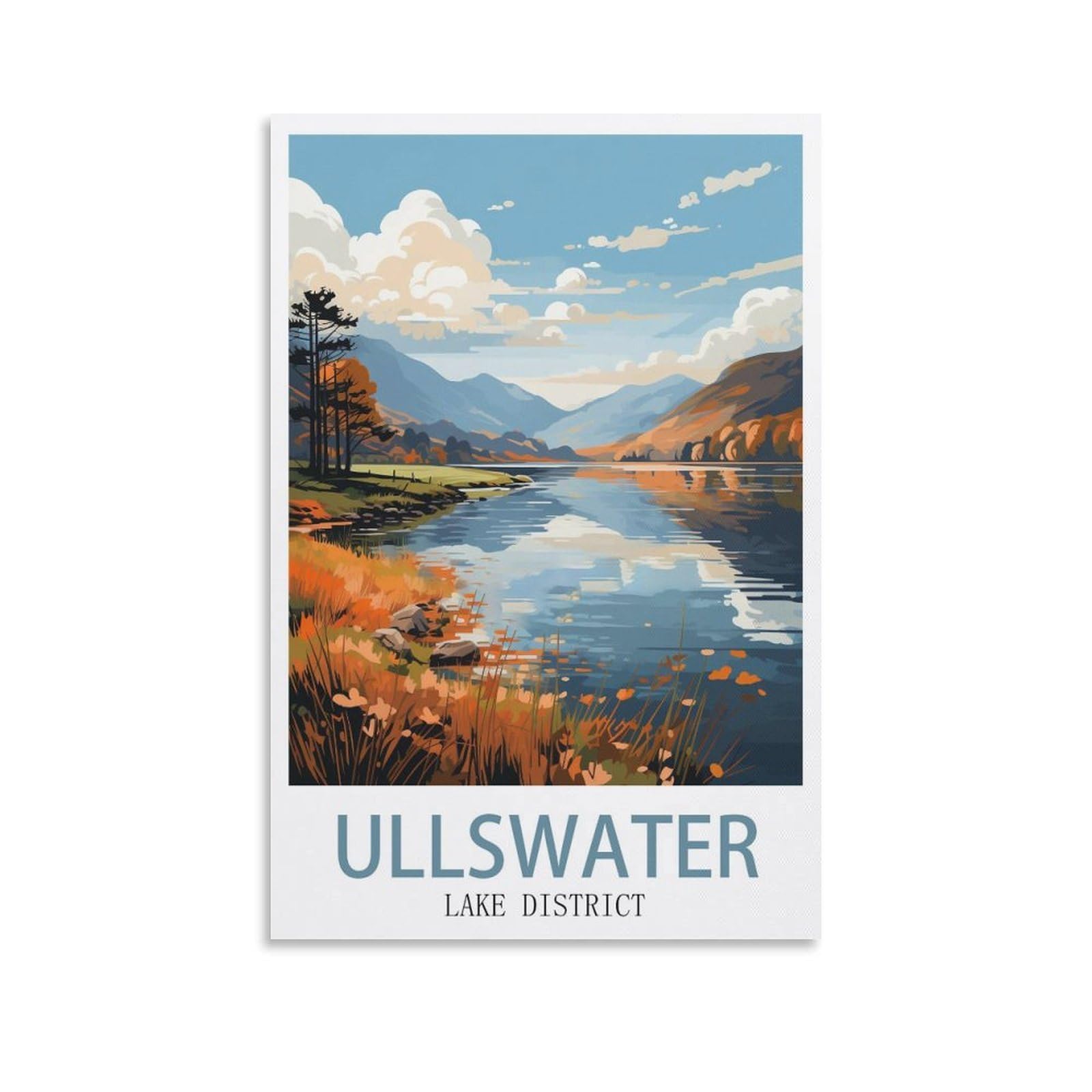 EZMLFA 5D Diamond Art Kits for Beginner,Ullswater,DIY Round Full Drill Crystal Art Craft Painting for Home Wall Decor 40x50cm