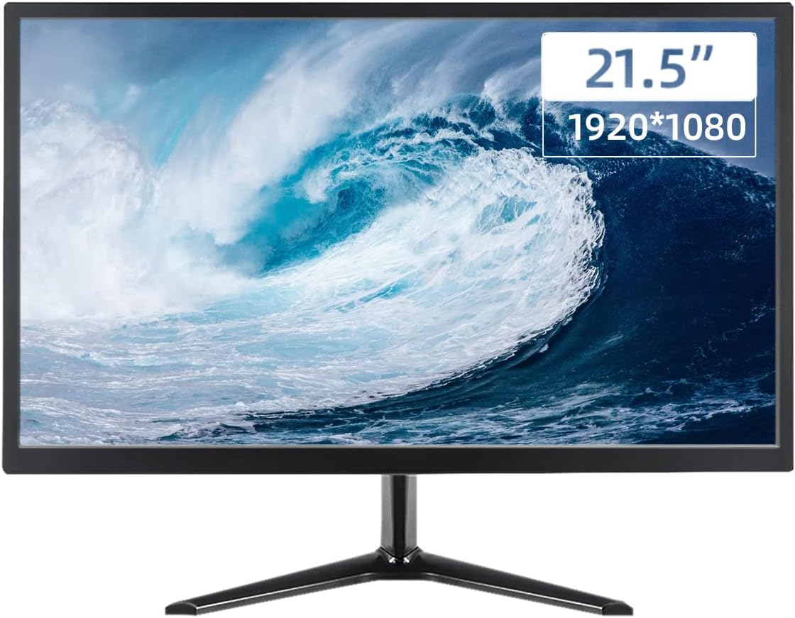 Computer Monitor, 21.5 Inch PC Monitor FHD 1920x1080, Gaming Monitor with HDMI & VGA Interface, 5ms, 75Hz, Brightness 250 cd/m², Computer Screen for Laptop/PS3/PS4, Built-in Speakers