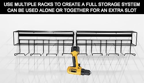 Miniatura 5 de Organizador de herramientas eléctricas grande 2 en 1, soporte para taladro, soporte de pared, estante de almacenamiento de herramientas y soporte