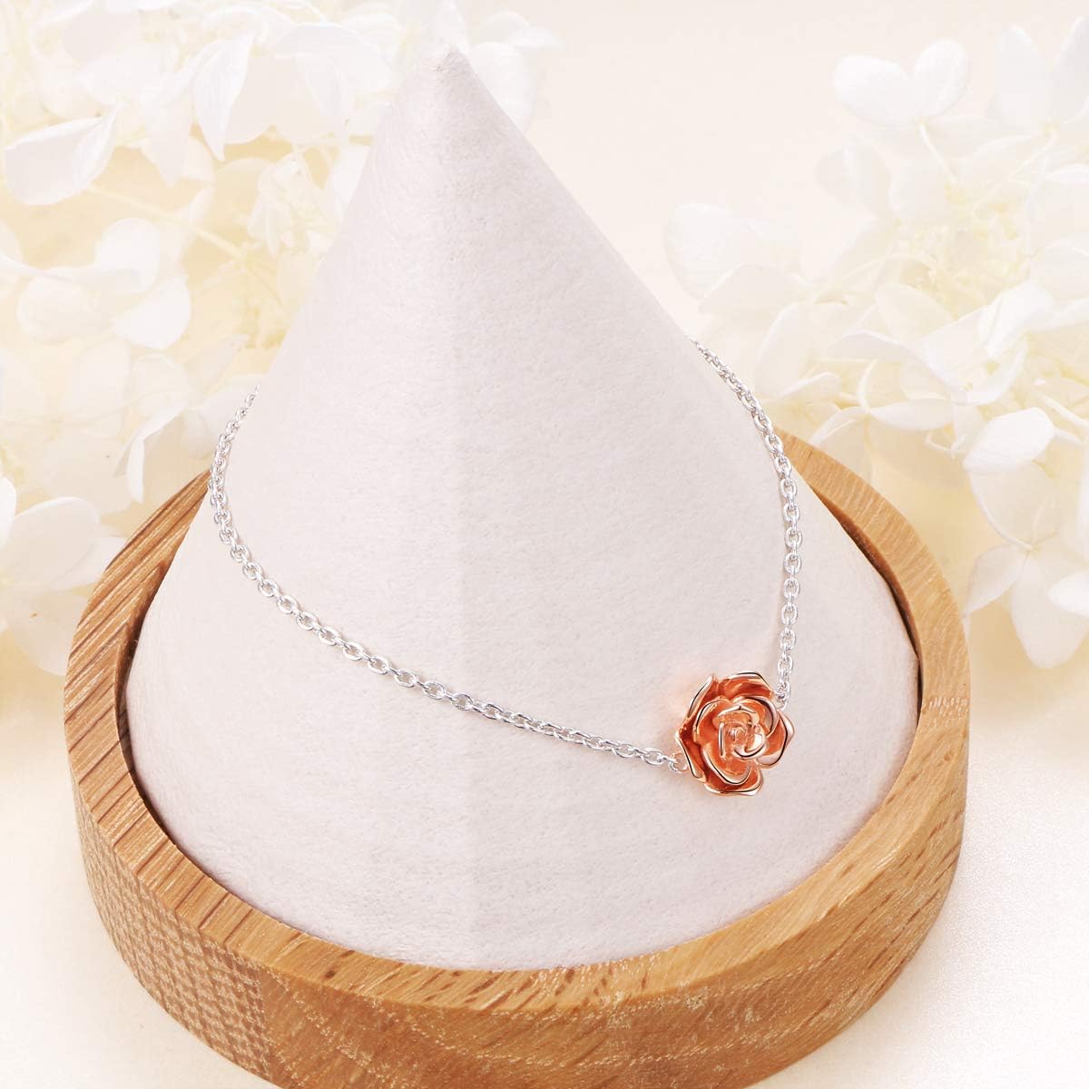 DAOCHONG Valentines Day Rose Gifts S925 Sterling Silver Choker Rose Flower Clavicle Short Pendant Necklace for Women Jewelry - Image 3