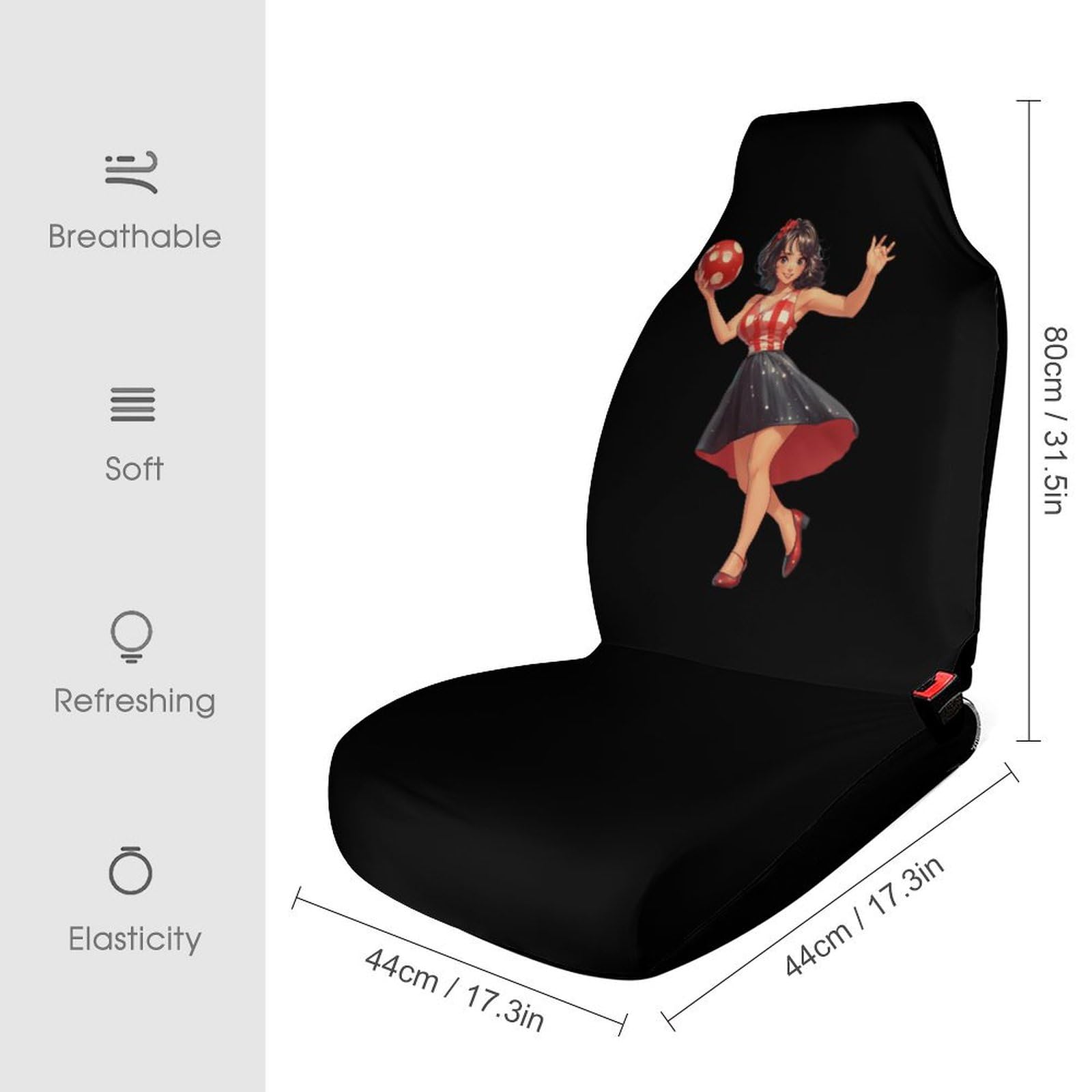 Pin Up Girl Bowling Ball Car Seat Covers Universal Car Front Seats Protector Auto Interior Accessories 1PCS