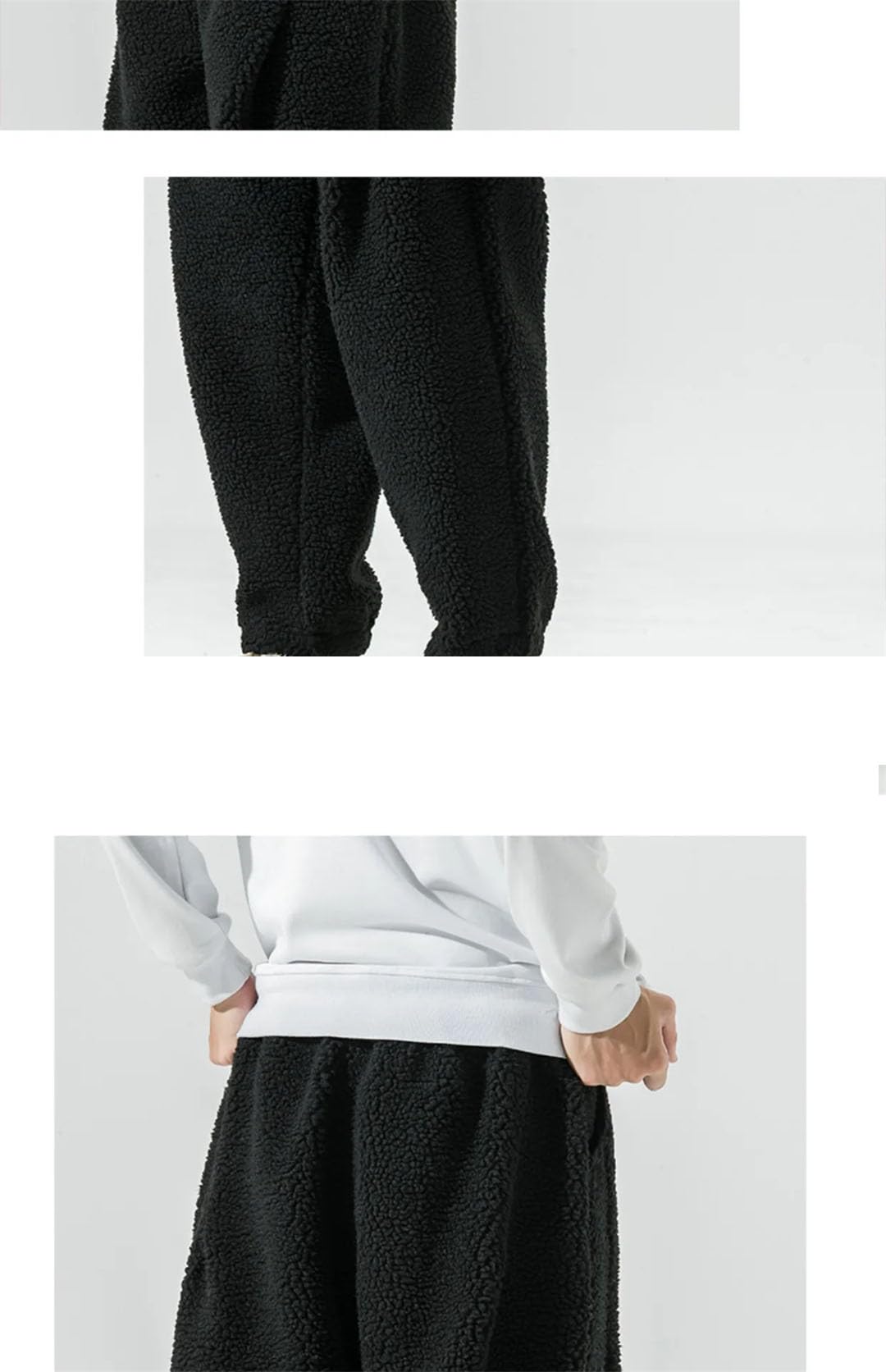 Męskie zimowe pogrubione spodnie ciepłe retro grube spodnie z wełny jagnięcej męskie streetwear hip-hop luźne proste spodnie spodnie