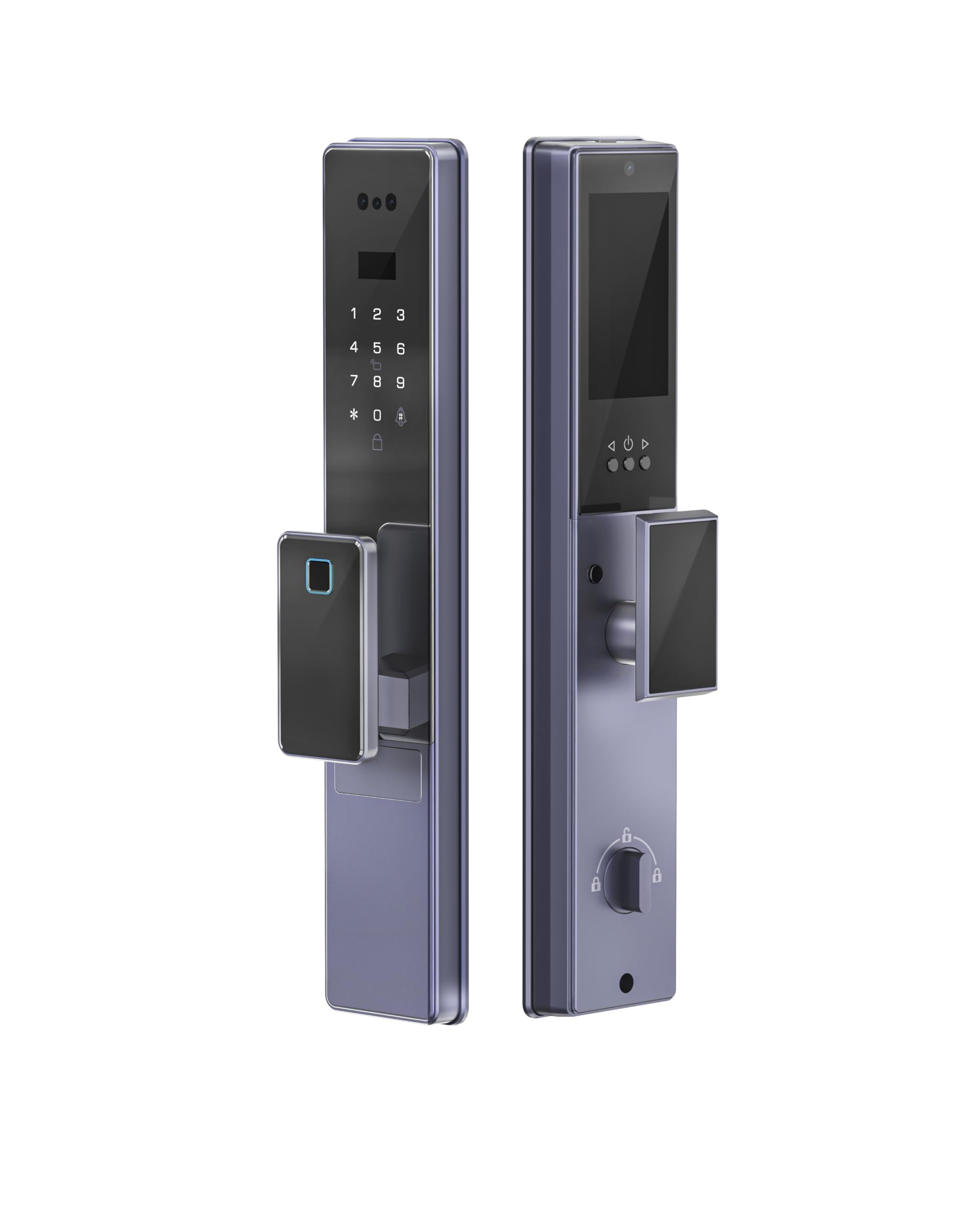 Smart Lock with Camera, Front and Rear Camera,3D Facial Recognition, Real-time Monitoring Keyless Entry Lock,App Remote Control,Two-Way Intercom,Two Rechargeable Batteries for home office airbnb