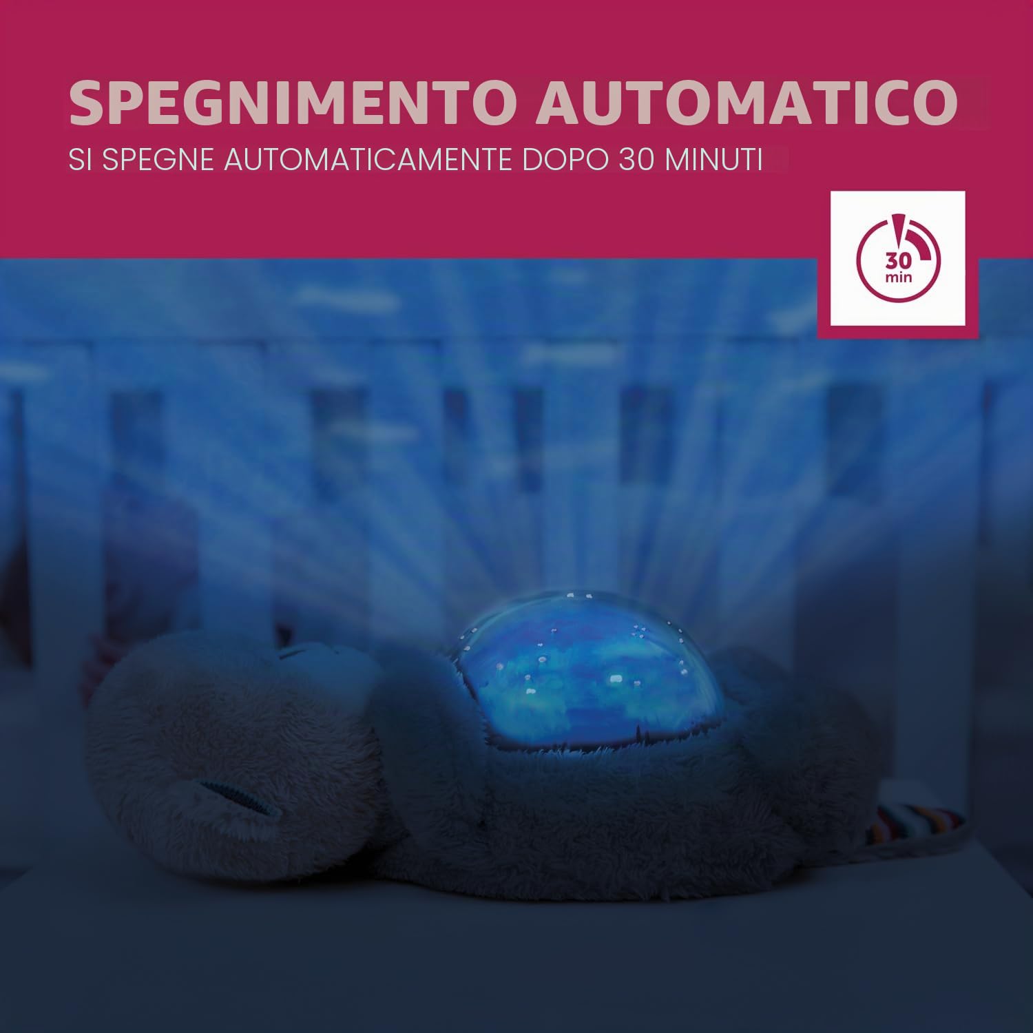 ZAZU Otto der Otter - Proiettore di luce notturna a LED, oceano, pesci mobili, onde, 5 melodie, 3 livelli di sonno, rilevazione del rumore, funzionamento a batteria