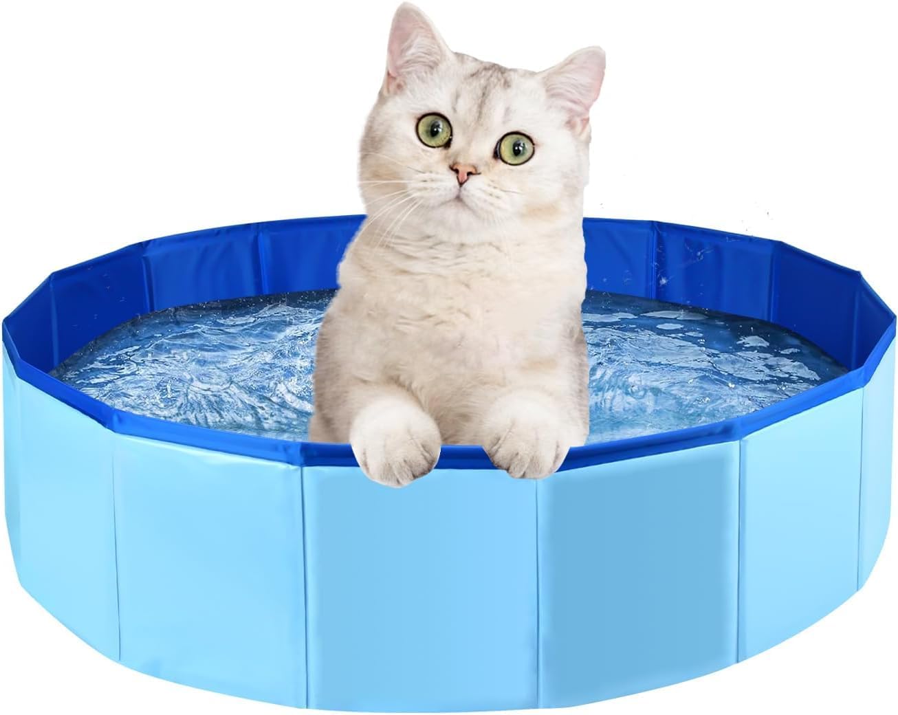 Foldable Dog Pool, 60×20 cm Dog Paddling Pool, PVC Foldable Pet Dog Paddling Pool, Blue Portable Swimming Pool for Pets Dog Swimming Pool for Indoor Outdoor