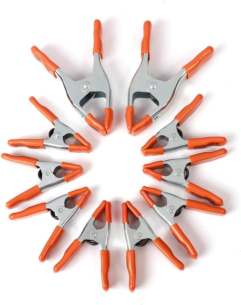 PONY 6-inch, 4-inch Heavy Duty Metal Spring Clamps Set, 2-inch, 1-inch Jaw opening, with Protective Handles and Tips, 10-piece