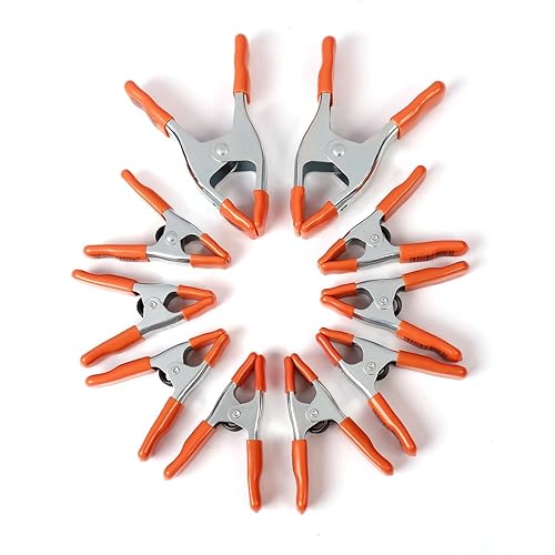 PONY Juego de abrazaderas de resorte de metal resistente de 6 pulgadas, 4 pulgadas, 2 pulgadas, apertura de mandíbula de 1 pulgada, con asas y