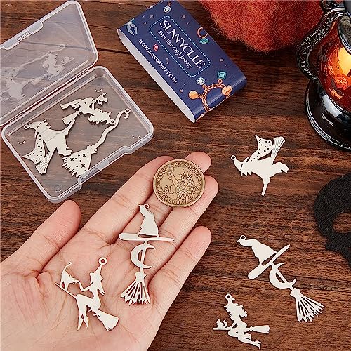 SUNNYCLUE 1 Box 10Pcs 5 Style Wizard Charms Halloween Charms Witch Charms Bulk Lucky Energy Witch Hat Charm Laser Cut Charm for jewellery Making Charms DIY Earrings Bracelet Necklace Craft Women Adult - Image 3