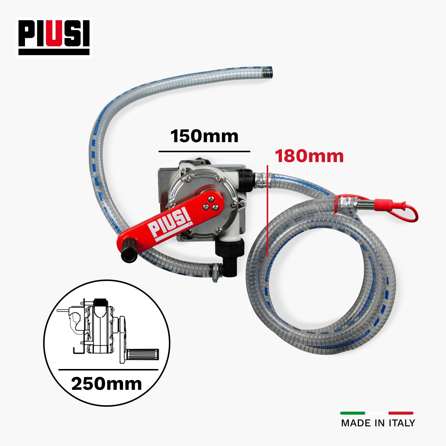 PIUSI Bomba de Mano para Transferencia de AdBlue/Urea/DEF, Agua y Anticongelante con Soporte para Tanque IBC, Capacidad 38 litros por 100 giros | Bomba de Mano Piusi IBC F00332B0A | Producto técnico para repostar y trasvase de solución AdBlue