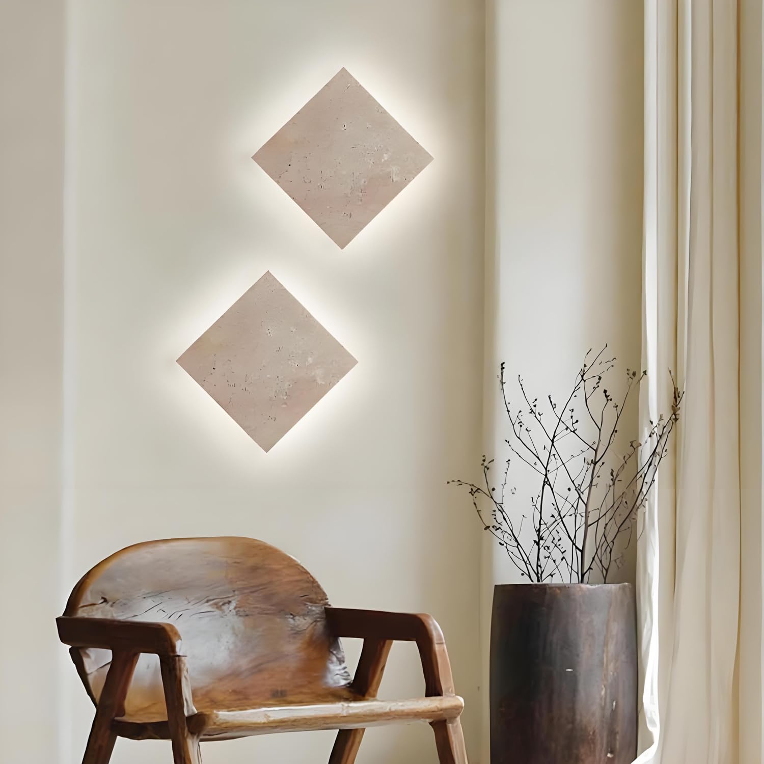 Aplique De Pared LED De Piedra Natural De 18 W, 9,85", Estilo Nórdico Moderno, Cuadrado, De Mármol, 3000 K-4000 K-6000 K, para Interiores, Estilo Rústico, Dormitorio, Sala De Estar Y Baño.