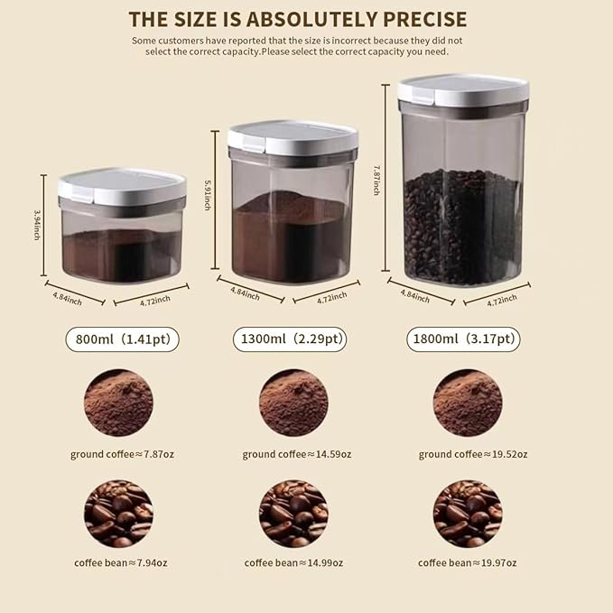 Frasco Hermético para Café Yszaxnsr 800ml, Color Marrón Oscuro miniatura 2