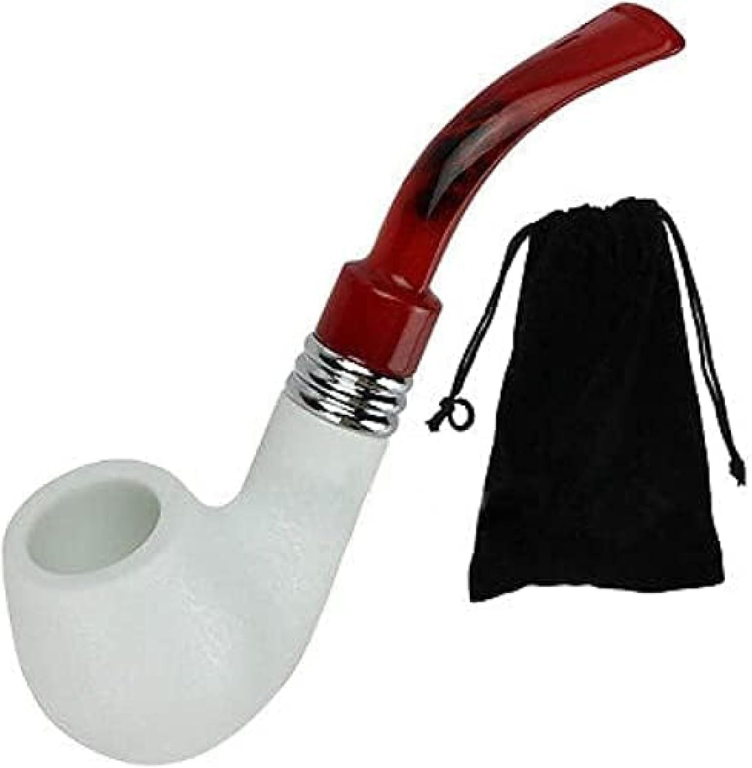 WOZLO 1 Pack Meerschaum Durable Classic Smoking Pipe Tobacco Cigarettes Cigar Pipes Gift White