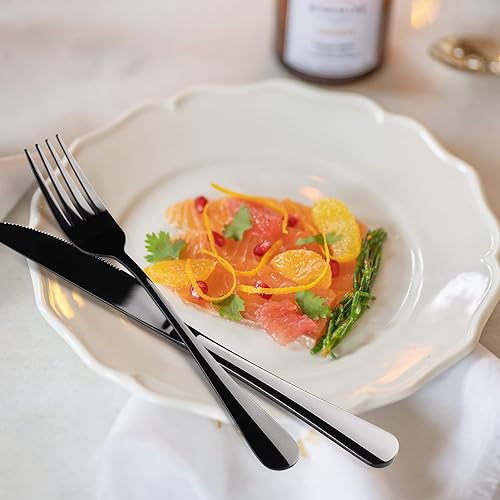 Miniatura 7 de Juego de cubiertos negros para 4, 20 piezas, cucharas, tenedores, cuchillos, juego de cubiertos de acero inoxidable, juego de utensilios de cocina
