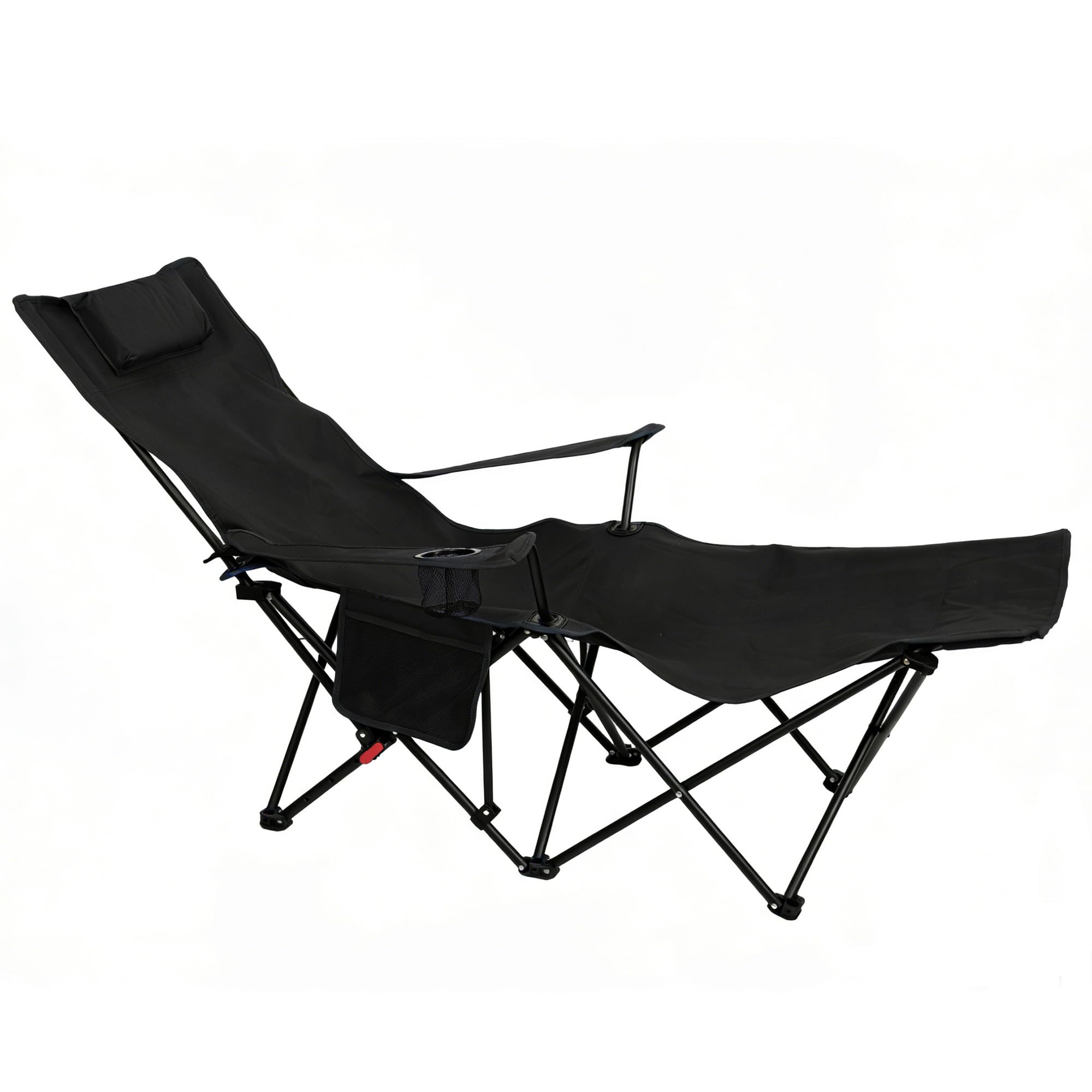 Campingstuhl Faltbar, 4 Verstellbar Winkel Strandstuhl, Klappstuhl Camping Stuhl Leicht Angelstuhl Klappbar, Hohe Lehne mit Tragetasche Gartenstuhl für Garten Outdoor Strand Wandern (Schwarz)