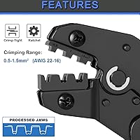 Vista 3 de Wire Terminal Crimping Tool Kit, Qibaok Ratcheting Wire Crimper AWG 22-16(0.5-1.5mm²) with 500PCS Female Male Spade Connectors & Bullet Connectors