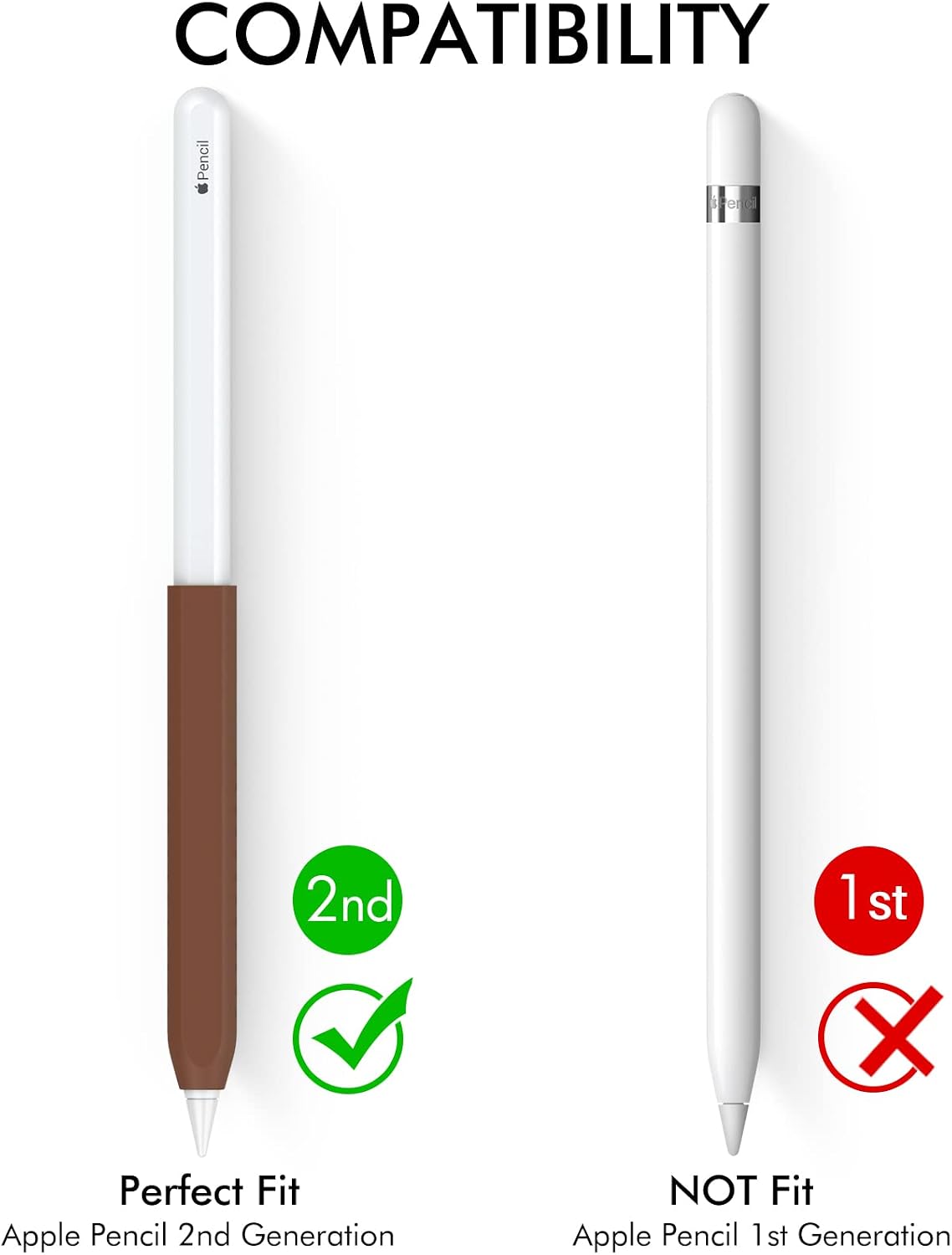 NIUTRENDZ 3 Pack Silicone Grip for Apple Pencil 2nd Generation & Apple Pencil (USB-C) Grip Ergonomic Design Protective Case Cover Sleeve (White + Midnight Blue + Pine Green)