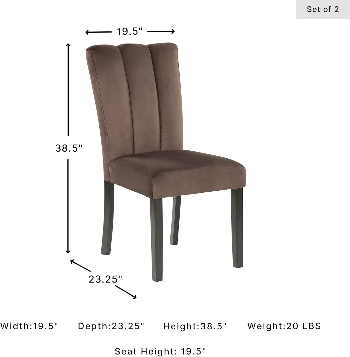 Signature Design by Ashley Zendalia Upholstered Dining Chairs, Set of 2 | Plush mocha-brown velvet seating, Supportive high-back solid wood frame, Ideal for contemporary kitchen spaces