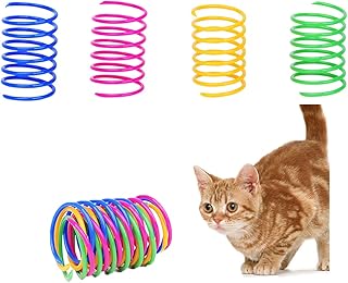 120Pcs Colorful Cat Springs Toys, Cat Interactive Toys to Kill Time and Keep Fit,Plastic Spiral Spring for Chewing, Swatting, Biting, Hunting Kitten Toys ((Multi Color 120pack))