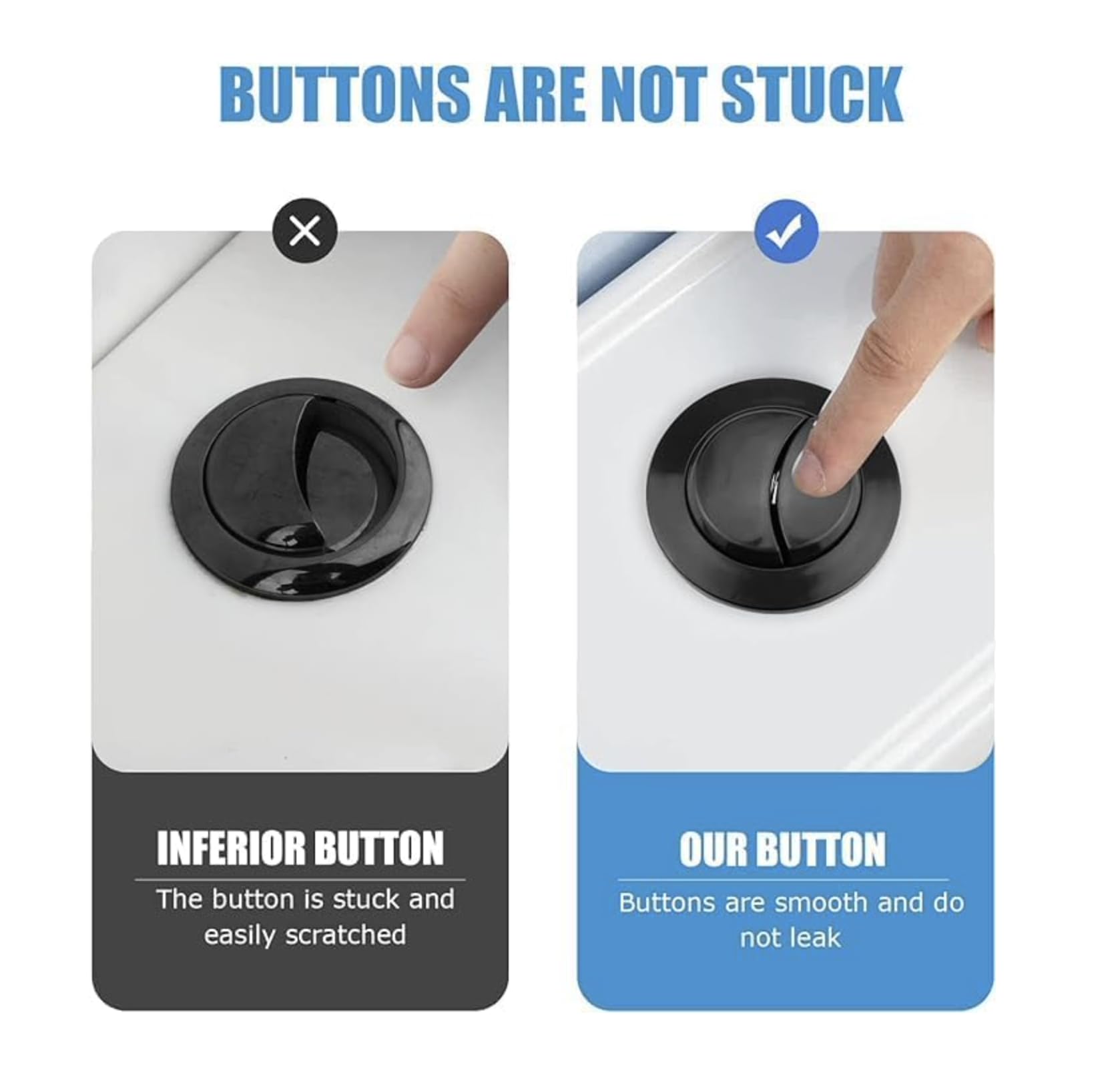 Housler® Mat Black Universal Toilet Dual Flush Button Fit 38mm Cistern Hole - Image 3