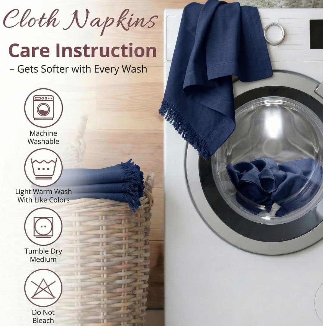 Navy Blue Cloth Napkins Set of 6-20x20 in Large 100% Cotton Napkins