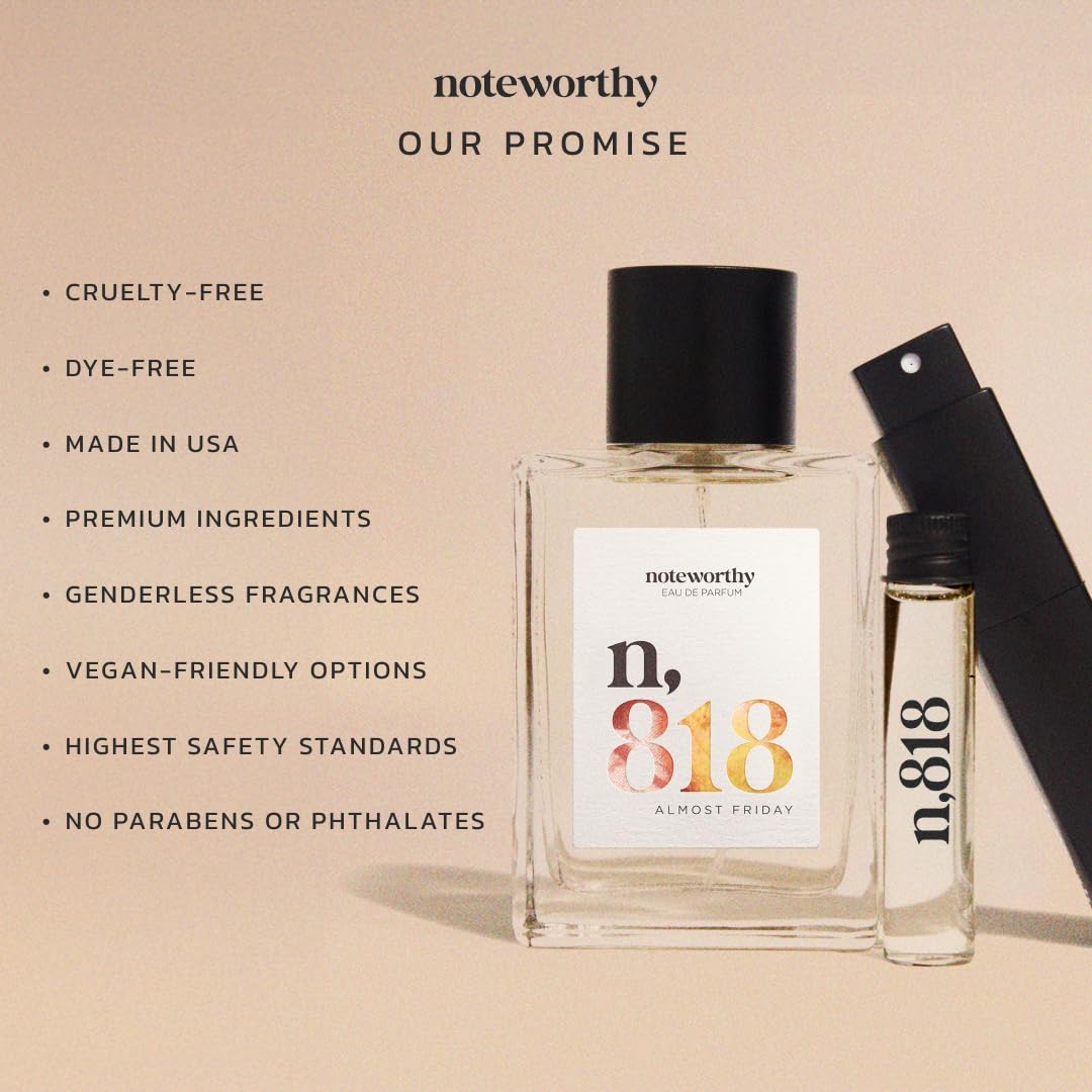 Noteworthy n,818 Almost Friday Eau De Parfum – Jasmine, Milk, Rosewood | Sophisticated, Warm Fragrance for Any Occasion | Long-lasting Unisex Perfume for Women & Men (100ml) - Image 7