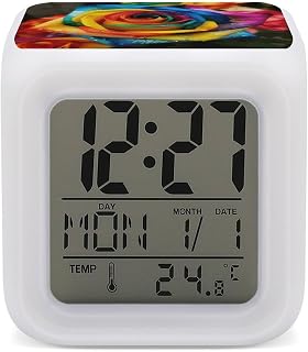 Rainbow Rose Alarm Clock Seven Color Night Light Digital Clock Precision Reliable Alarms Clocks for Bedroom Heavy Sleepers Adults Gift for Men and Women