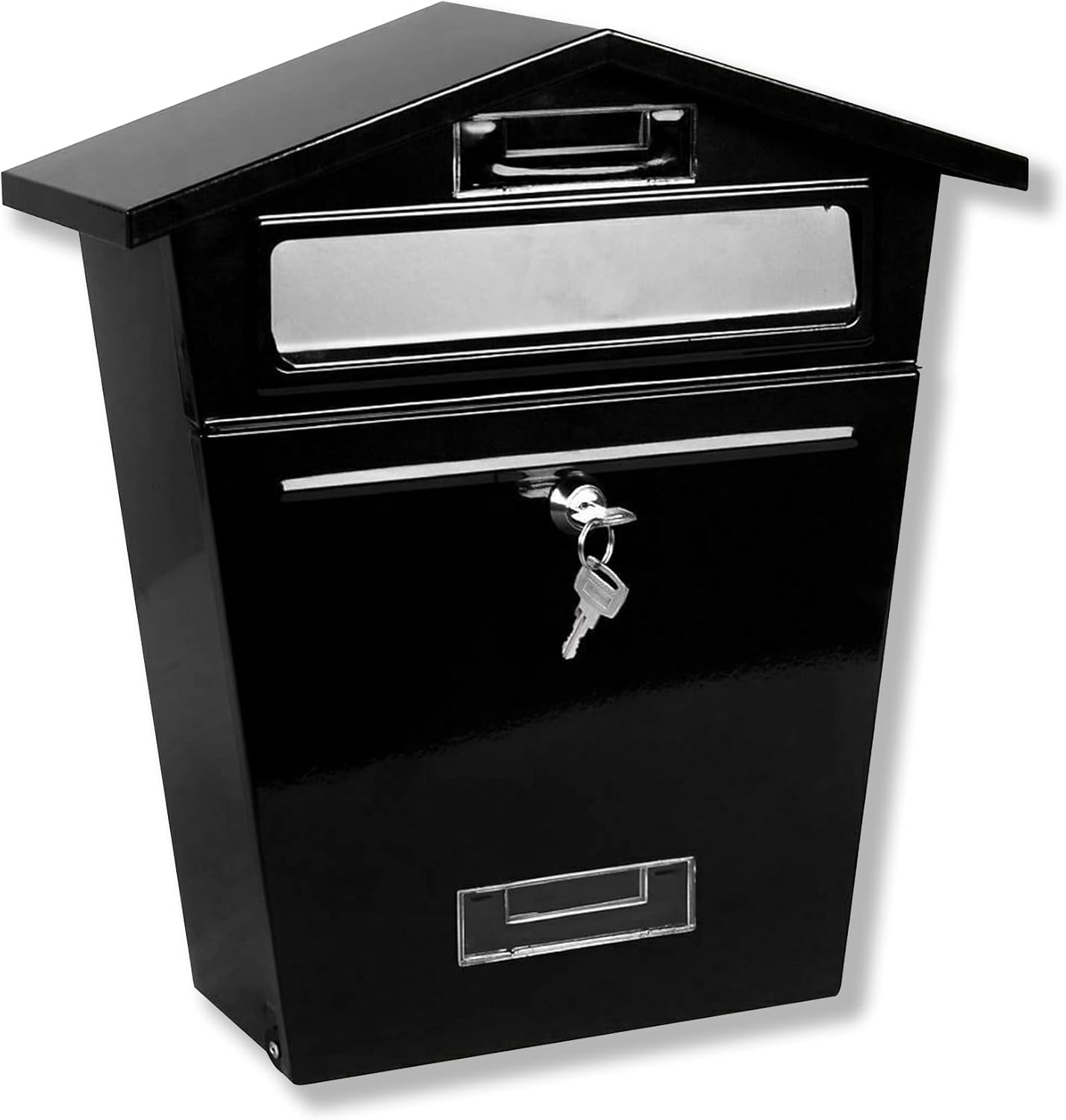 Metal Mail Box Large Wall Mounted With Lock & Keys (BLACK) Metal Wall