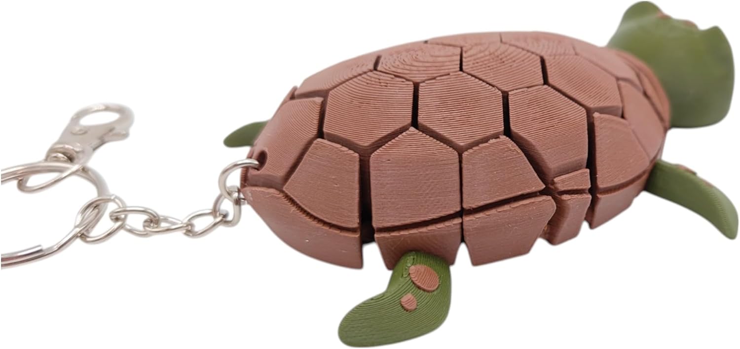 Articulated Sea Turtle Fidget Toy and Backpack Charm - 3D Printed - Great Gift for Sea Turtle Lovers - Stocking Stuffer (Green)