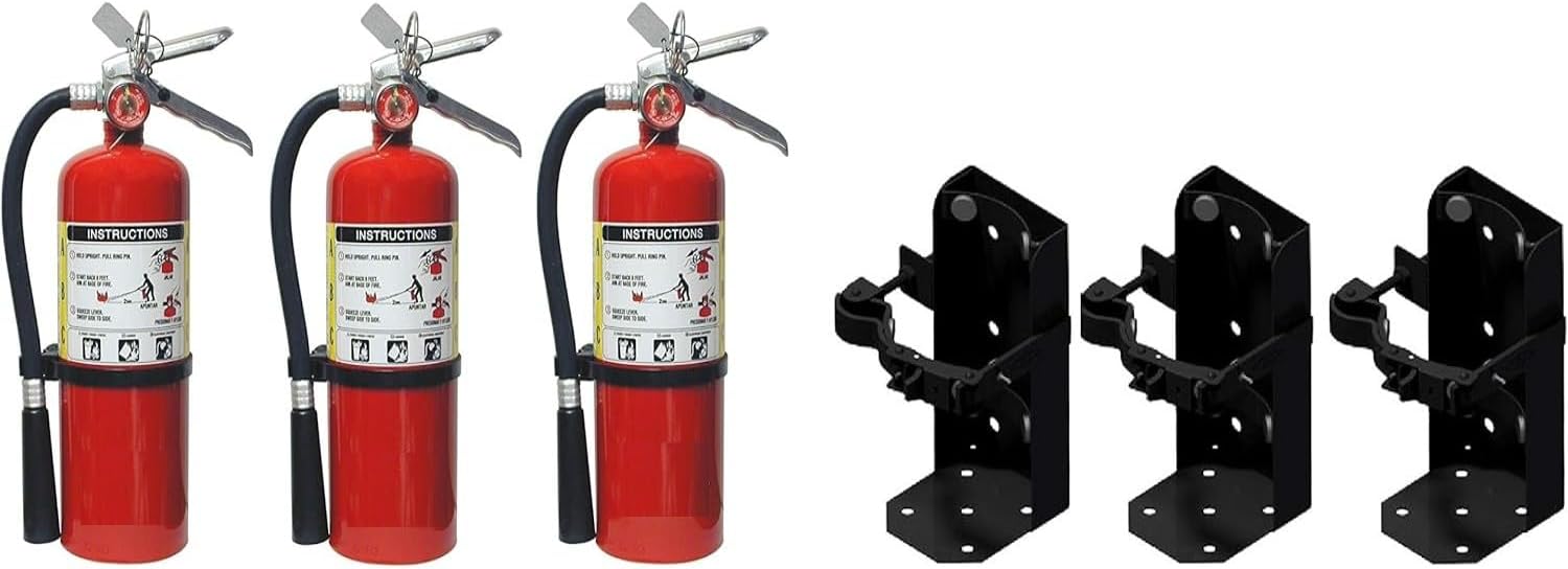 5lb ABC Dry Chemical Fire Extinguisher with Heavy Duty Vehicle Bracket (3) each