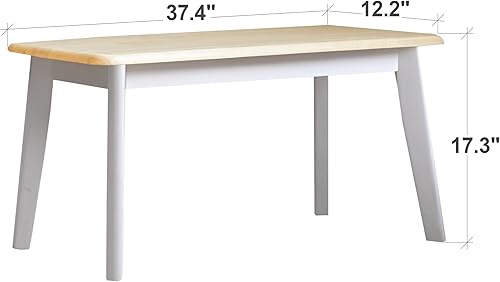 Miniatura 3 de Livinia Canberra - Banco de comedor de madera de 37.4 pulgadasbanco de cocina moderno de roble malayo macizo de mediados de siglo (color blanco