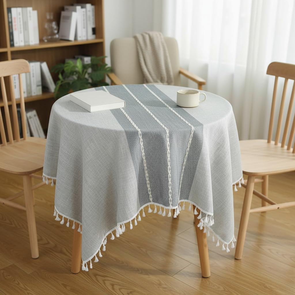 Nappe ronde 140 cm YZB1-Gris nappe de table salon grise moderne