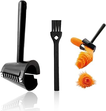 Spiral Vegetable Cutter with Brush for Veggies Carrot Curler and Peeler Potato and Fruit Carving Tools Rotatable Blade Slicer for Carrots Cucumbers Creative Kitchen Cutter for Food Decoration