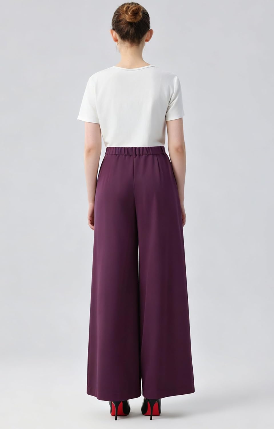 Tronjori Women High Waist Casual Wide Leg Long Palazzo Pants Trousers Regular Size