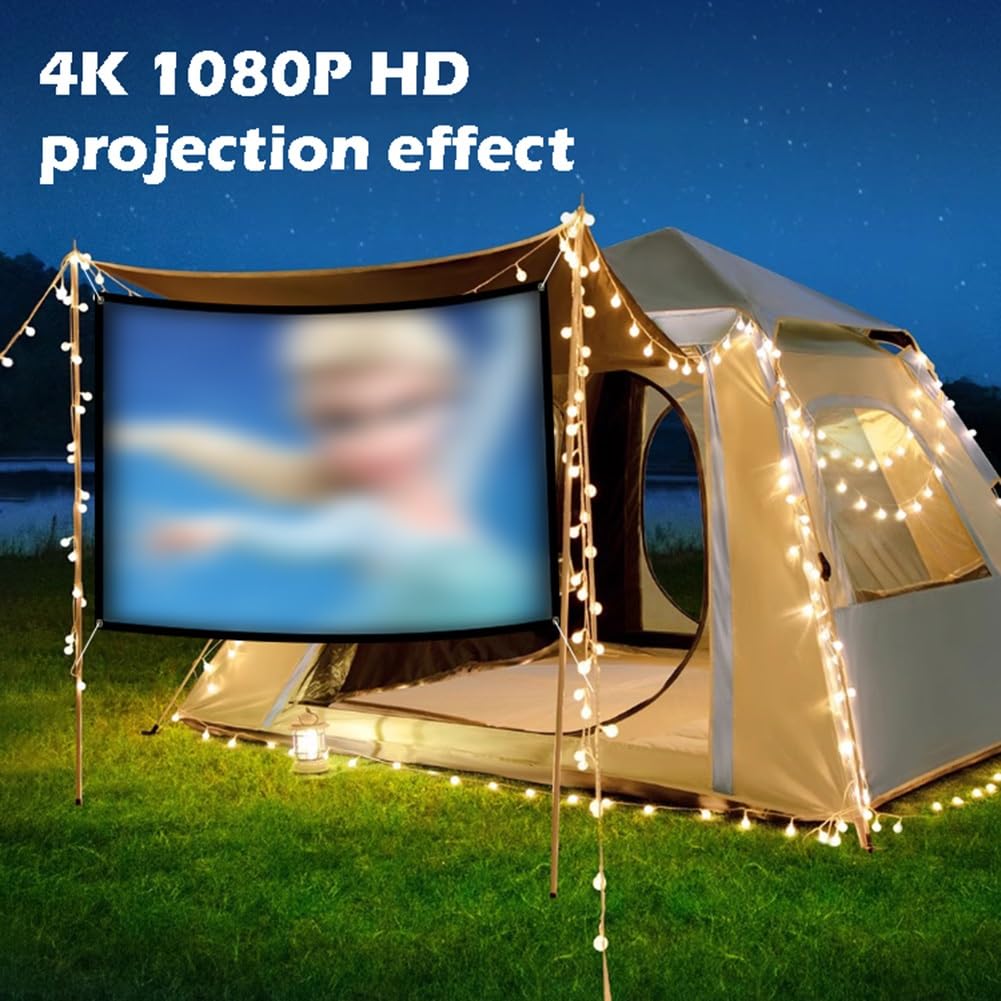 Przenośny Składany Ekran Projekcyjny, Projektor 4K HD, Ekrany do Filmów bez Zagnieceń, do Kina Domowego, na Imprezę w Ogrodzie(100in/4:3)