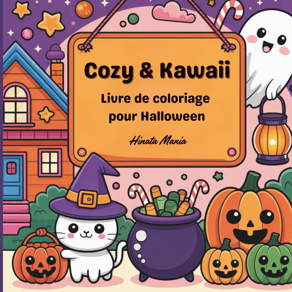Livre de Coloriage Halloween mignon et kawaii pour enfants: Illustrations Adorables pour Enfants de 3 à 6 ans - Activité Créative et Amusante