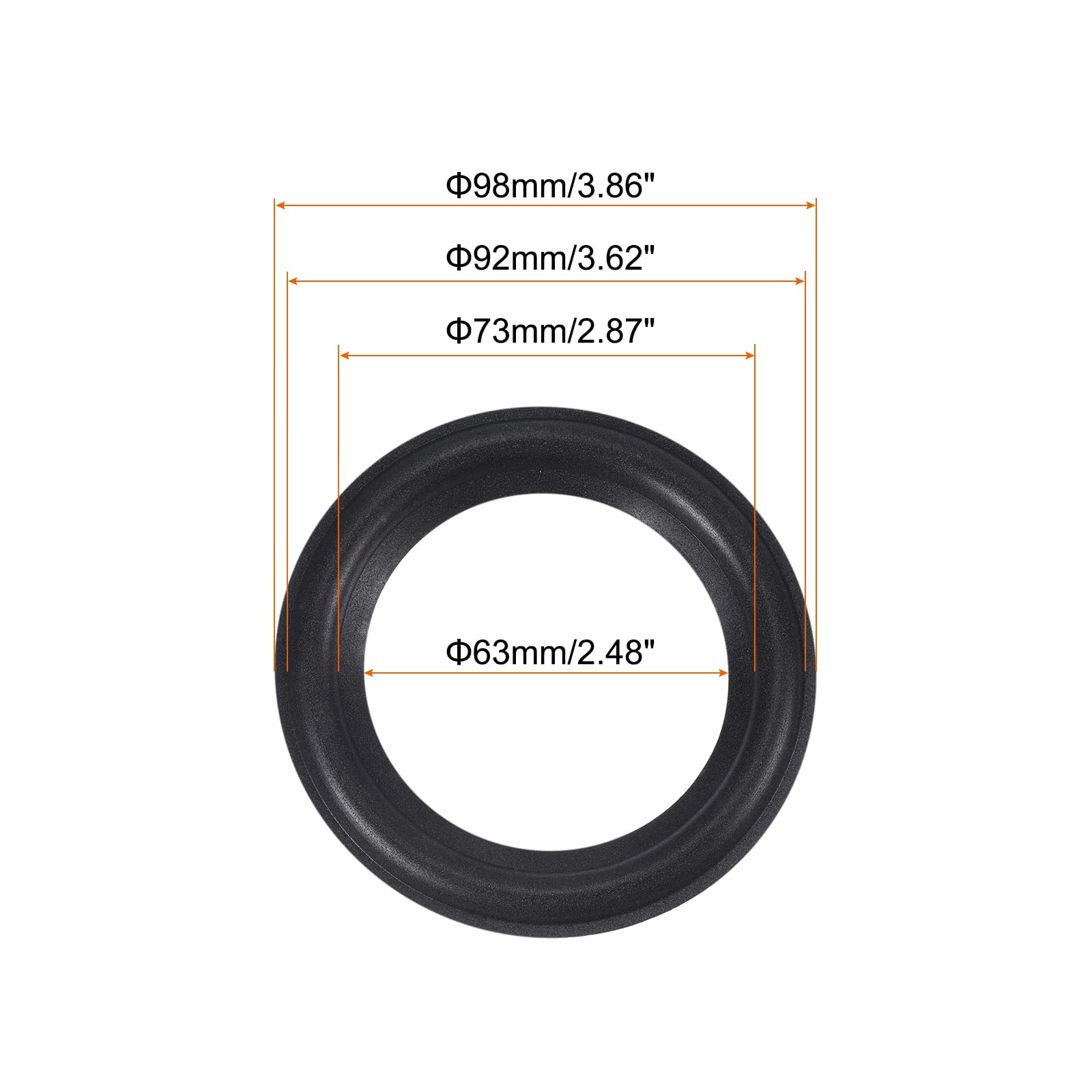 MECCANIXITY Rubber Speaker Foam Edge Surround Rings 4 Inch 63mm x 98mm Perforated Subwoofer Rings Replacement Parts for Speaker Repair or DIY Black 2 Pcs