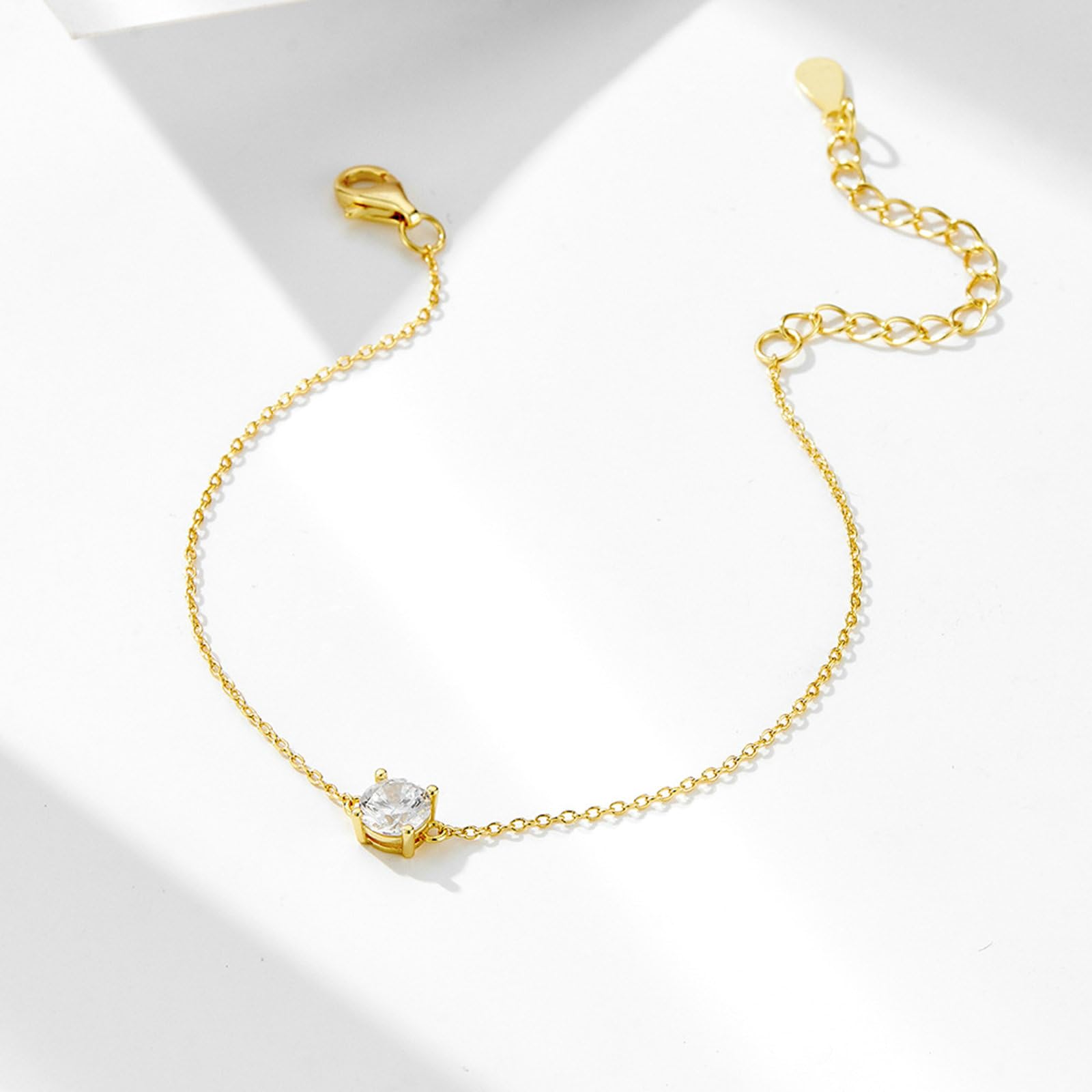 Pulsera de oro amarillo para mujer, pulsera vintage fina de diamantes creados para boda, oro amarillo de 9 quilates, 14 quilates y 18 quilates