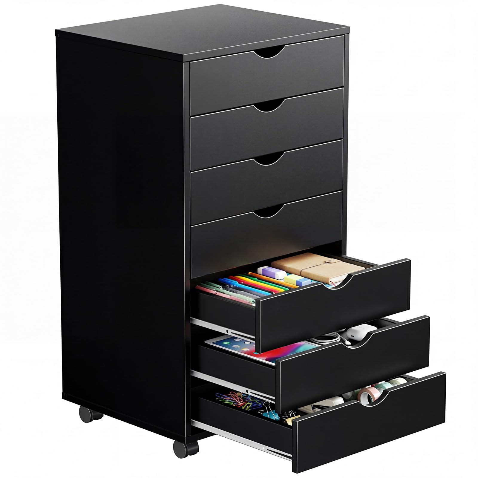 7 Drawers Mobile File Cabinet, Printer Stand Storage Cabinet