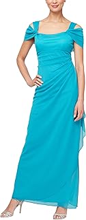 Women's Long Cold Shoulder Dress, Mother of The Bride, Formal Events, (Petite and Regular Sizes) - Buy now